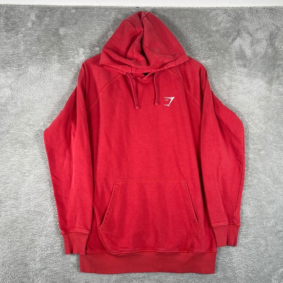 Gymshark Hoodie Men's Medium Red Pullover Sweatshirt Activewear Gym Training - Picture 1 of 8